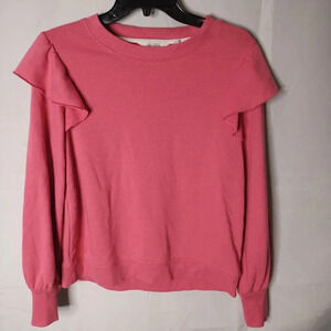 Candace Cameron Bure French Ruffle Shoulder Sweatshirt Pink Plum Berry XXS